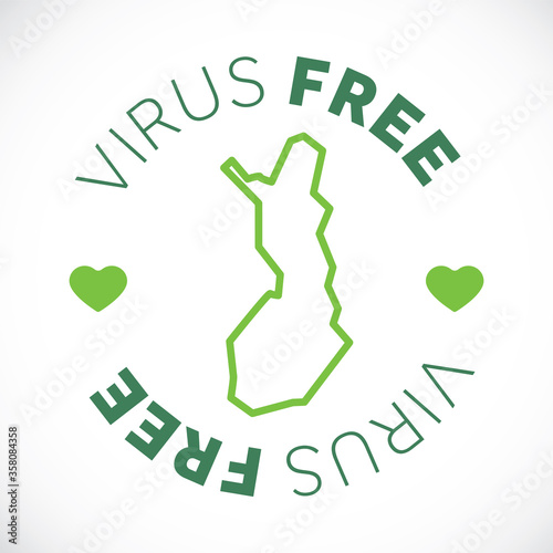 Finland map cornavirus free zone. Virus clear area.