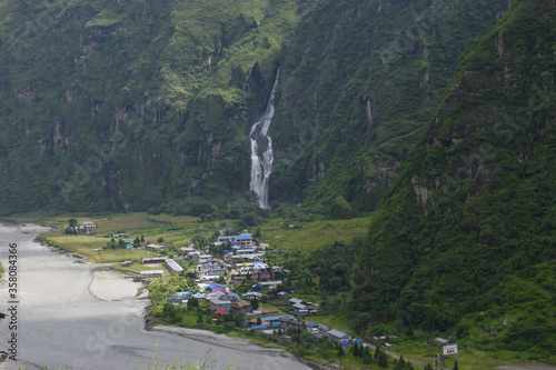 Waterfall behind Tal, a village on the eastern side of the Annapurna circuit.