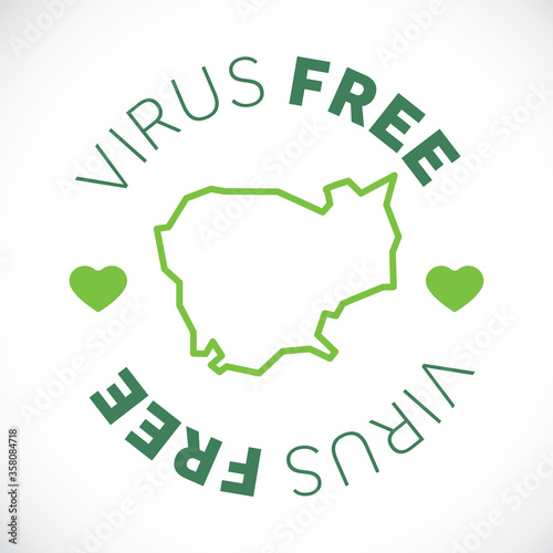 Cambodia map cornavirus free zone. Virus clear area.