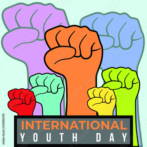 happy international youth day poster with hands clenched