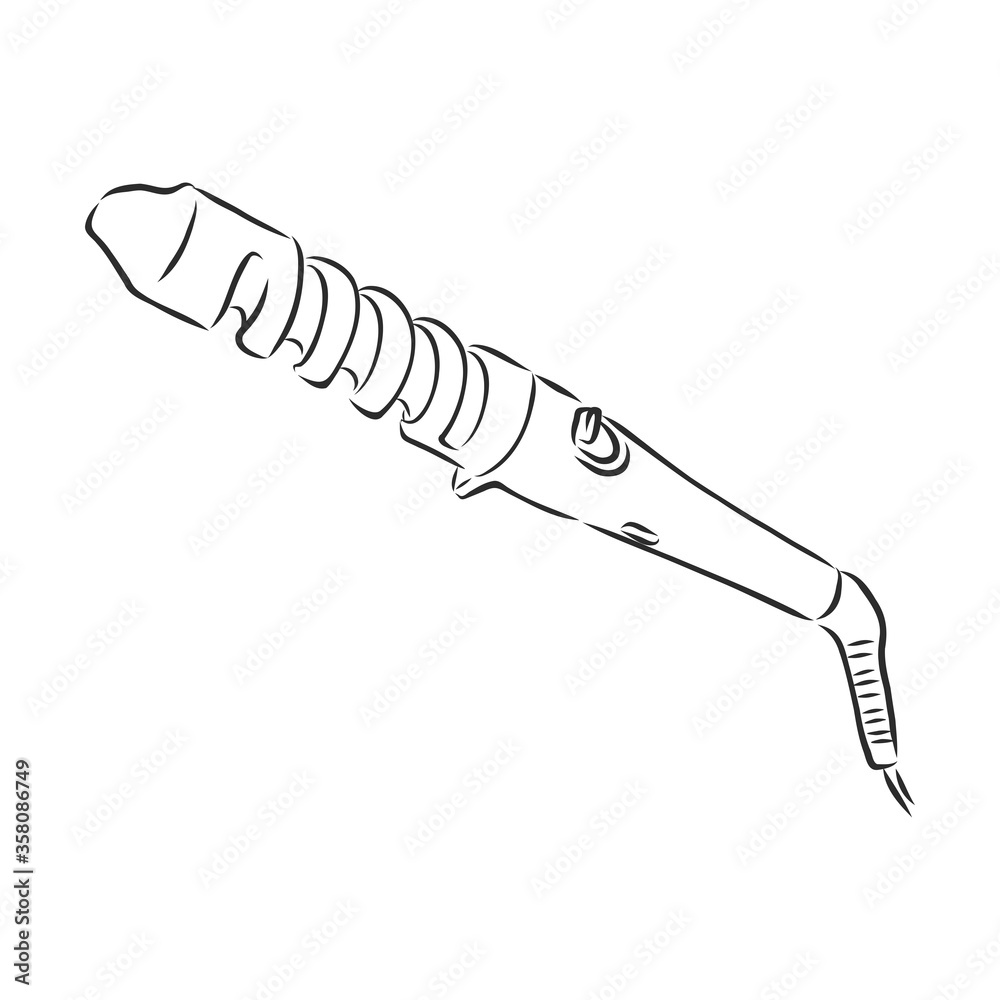 Hand Drawn Curlers Sketch Symbol isolated on white background. Vector
