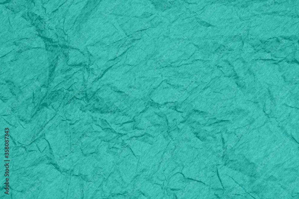 Obraz premium Teal wrinkled textured paper background