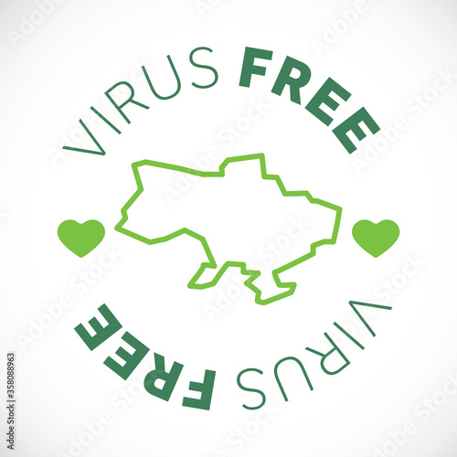 Ukraine map cornavirus free zone. Virus clear area.