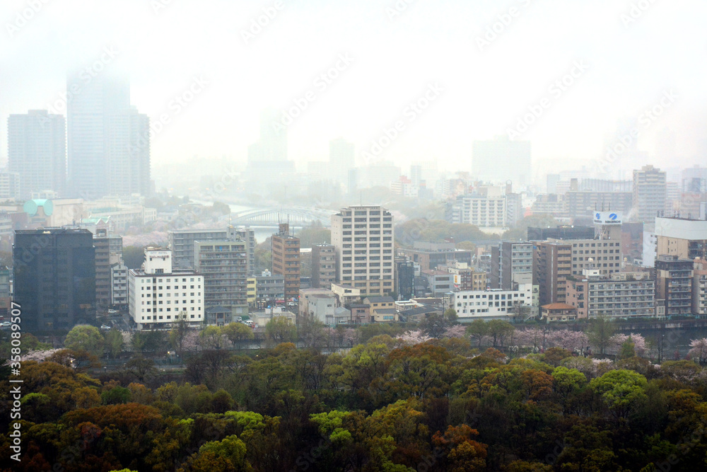 Obraz premium Overview of Osaka city at daytime in Osaka, Japan