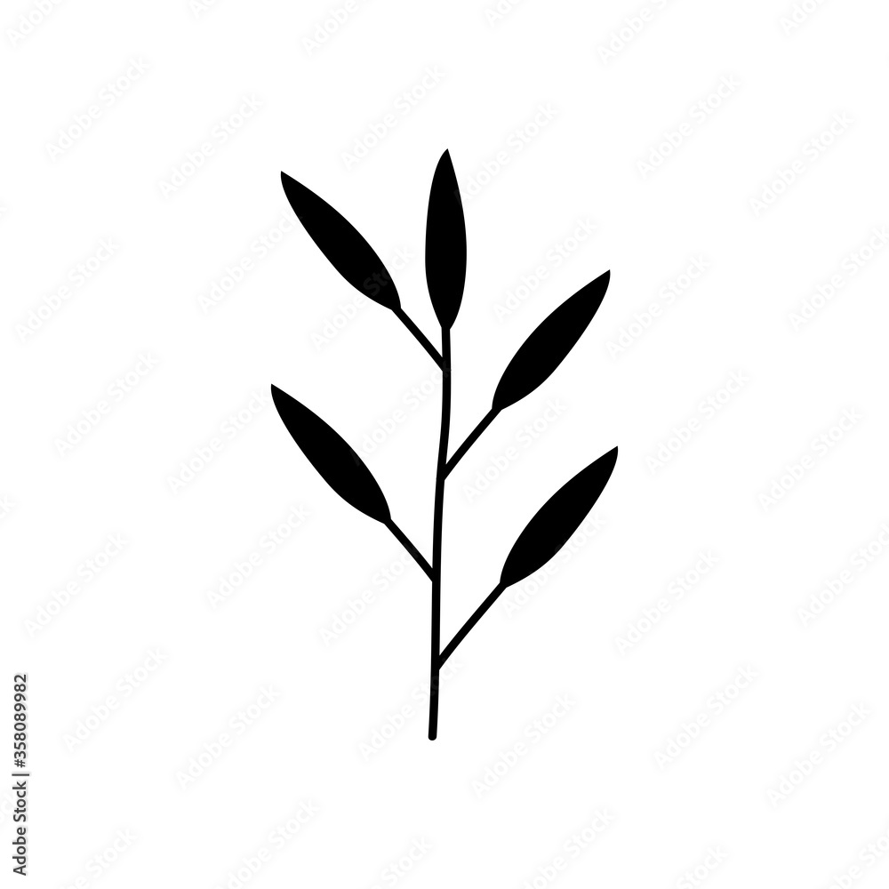 bamboo leaf icon, silhouette style bamboo leaf icon, silhouette style