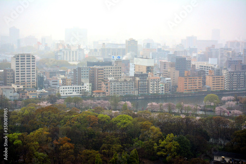 Overview of Osaka city at daytime in Osaka, Japan