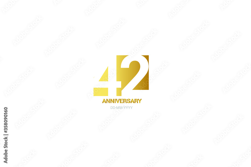 42 year anniversary, minimalist logo. Tenth years, jubilee, greeting card. Birthday invitation. year sign. Gold space vector illustration on white background - Vector 42 year anniversary, minimalist logo. Tenth years, jubilee, greeting card. Birthday invitation. year sign. Gold space vector illustration on white background - Vector