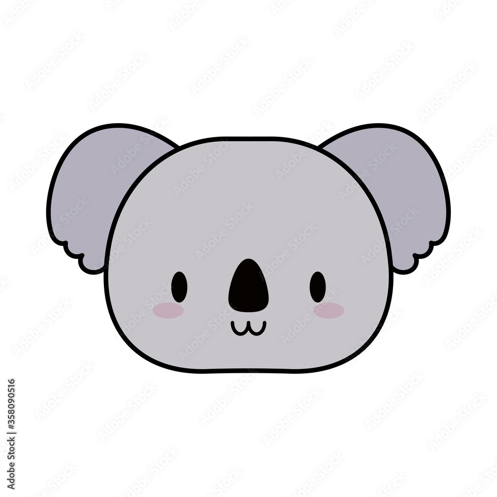 head koala baby kawaii, line and fill style icon head koala baby kawaii, line and fill style icon