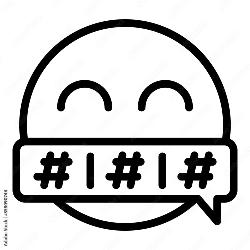 Smiley censorship icon. Outline smiley censorship vector icon for web design isolated on white background