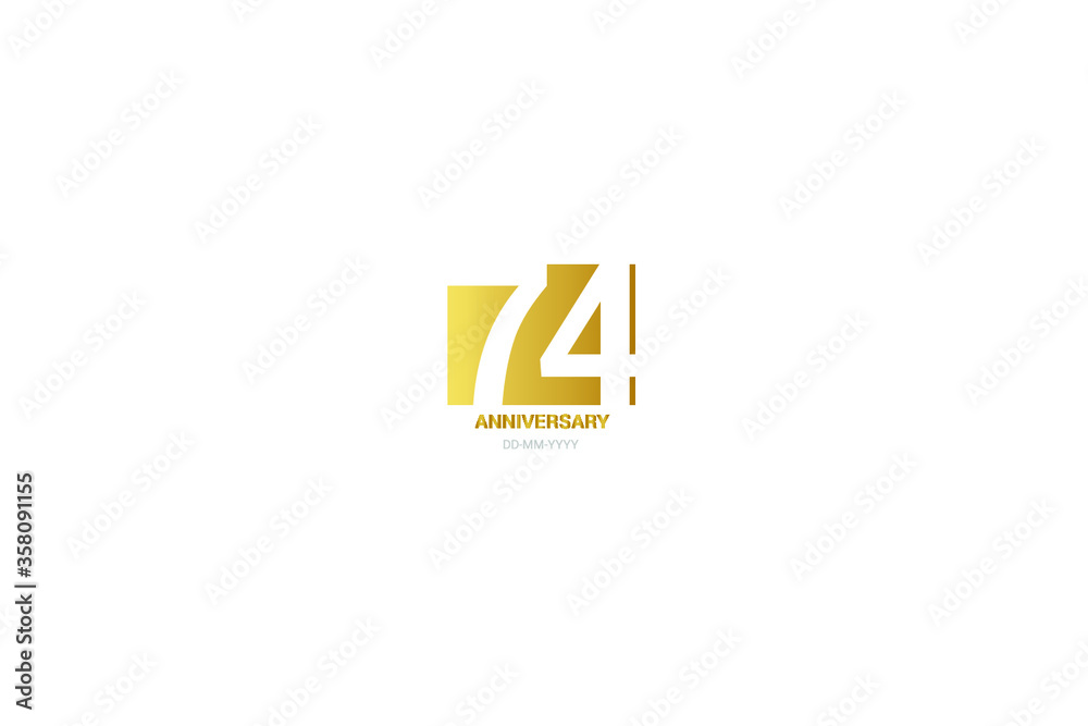 74 year anniversary, minimalist logo. Tenth years, jubilee, greeting card. Birthday invitation. year sign. Gold space vector illustration on white background - Vector 74 year anniversary, minimalist logo. Tenth years, jubilee, greeting card. Birthday invitation. year sign. Gold space vector illustration on white background - Vector