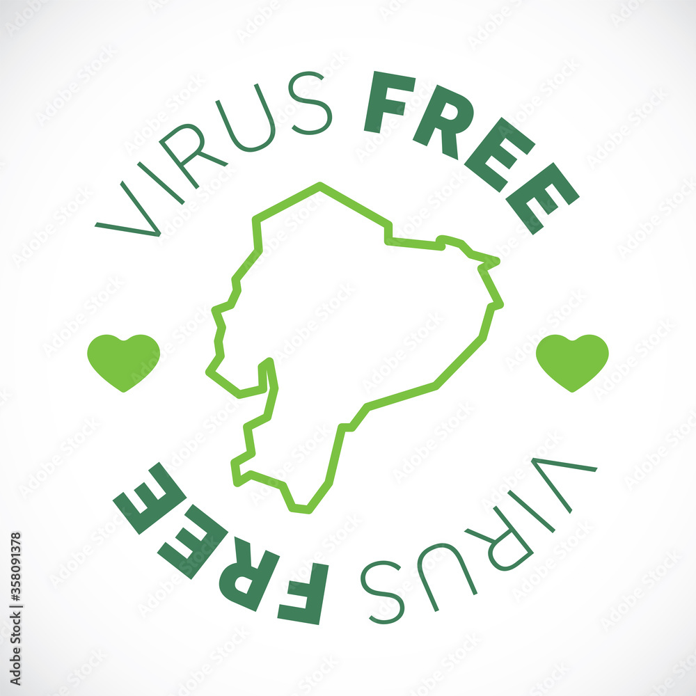 Ecuador map cornavirus free zone. Virus clear area. Ecuador map cornavirus free zone. Virus clear area.
