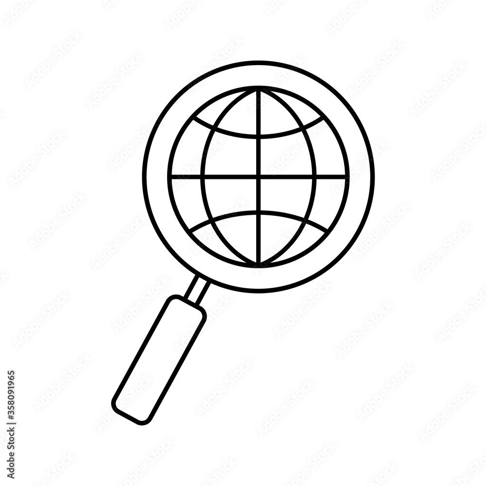 global sphere with lupe silhouette style icon design, Education online and elearning theme Vector illustration global sphere with lupe silhouette style icon design, Education online and elearning theme Vector illustration