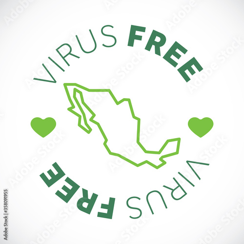 Mexico map cornavirus free zone. Virus clear area.