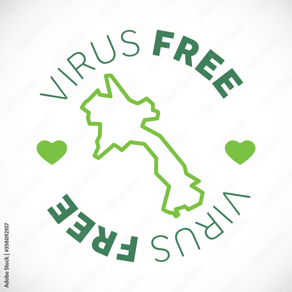 Laos map cornavirus free zone. Virus clear area.