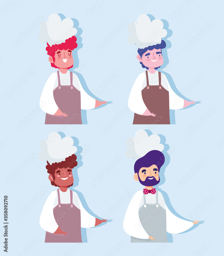 men chef professional occupation characters design icon men chef professional occupation characters design icon
