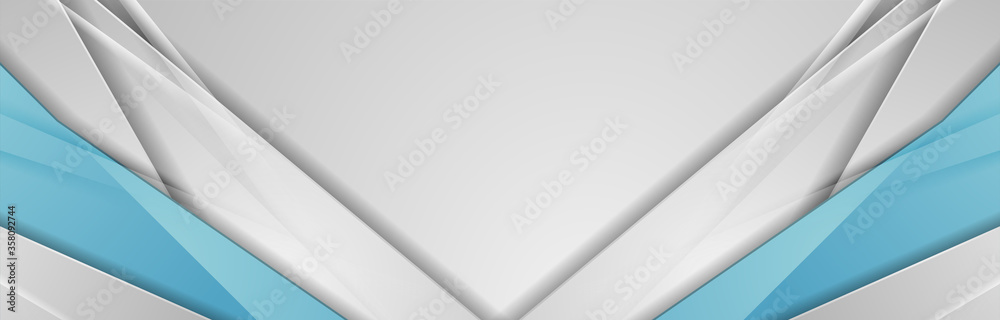 Grey and blue abstract corporate glossy stripes hi-tech banner design. Geometric modern vector background Grey and blue abstract corporate glossy stripes hi-tech banner design. Geometric modern vector background
