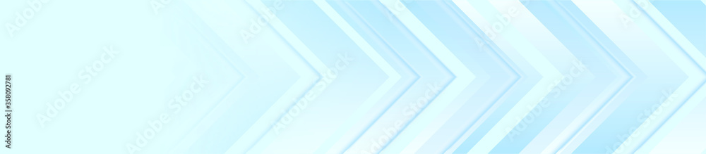 Fototapeta premium Technology banner design with bright blue arrows. Abstract geometric vector background