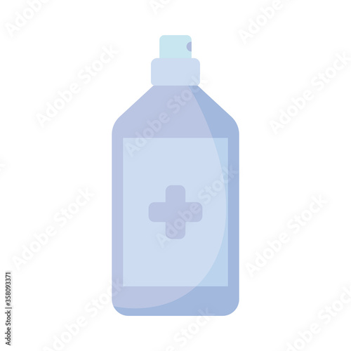 antiseptic in a bottle with a spray , flat style icon