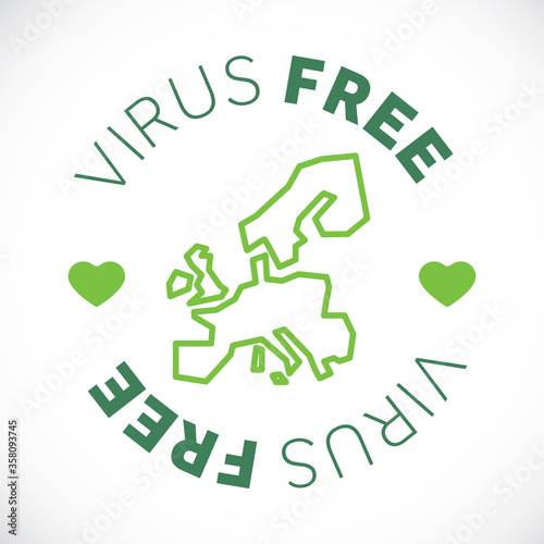 Europe map cornavirus free zone. Virus clear area.