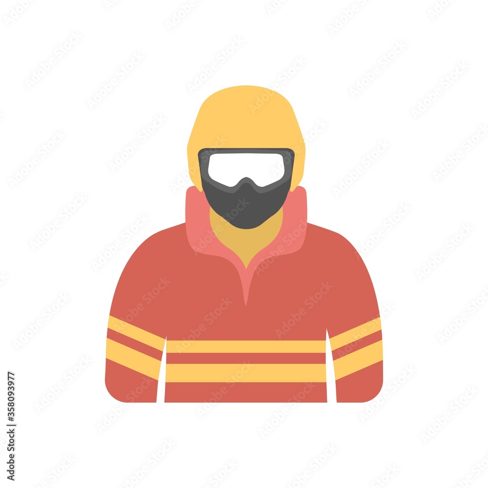 Colored avatar of firefighter icon. Fireman icon in flat design style. Colored avatar of firefighter icon. Fireman icon in flat design style.
