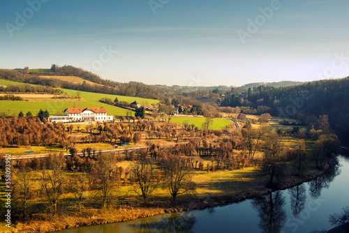 Czekh countryside with a river photo