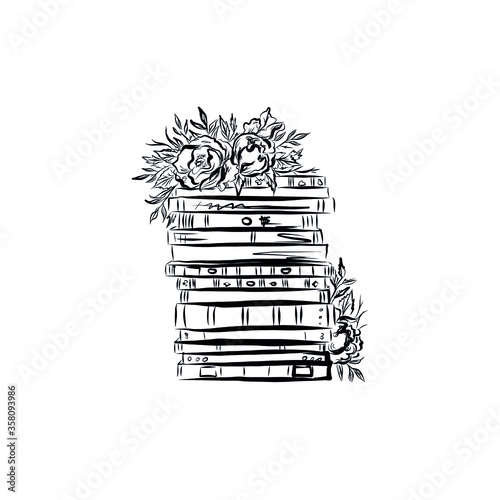 Stack of books. Flat design style. Education learning concept. Academic literature 