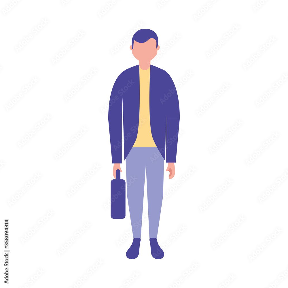 Isolated avatar man with suitcase vector design Isolated avatar man with suitcase vector design