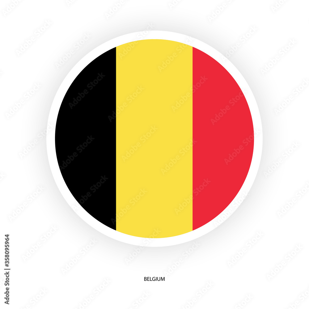 Belgium circle flag icon with shadow on white background. Belgium circular flag icon isolated on white background. Belgium circle flag icon with shadow on white background. Belgium circular flag icon isolated on white background.