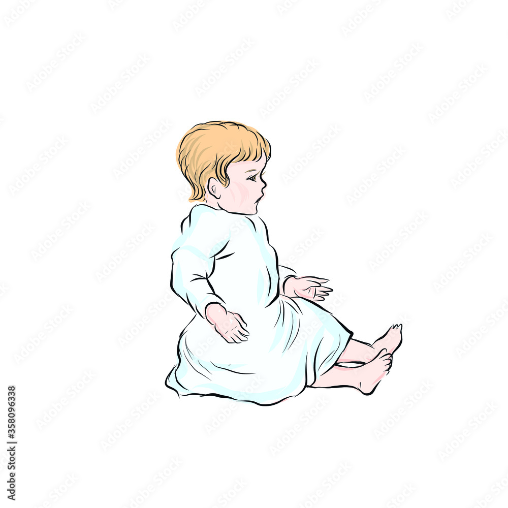 Blond adorable baby. Infant child in pajama isolated on white background. Flat children character. Blond adorable baby. Infant child in pajama isolated on white background. Flat children character.