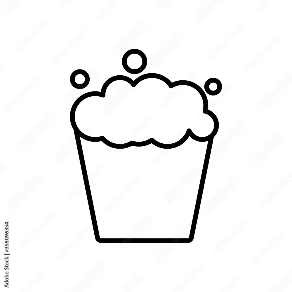 bucket with soapy water, line style bucket with soapy water, line style
