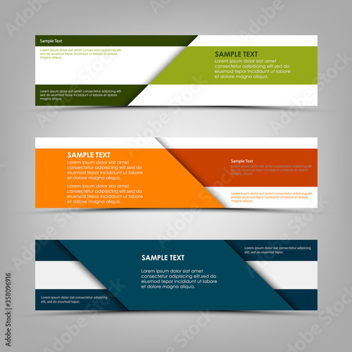 Collection abstract banners in tricolor design with stripes