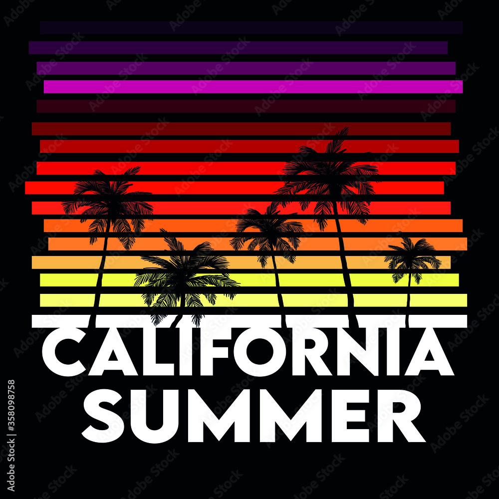 California summer slogan graphic vector print lettering for t shirt print design