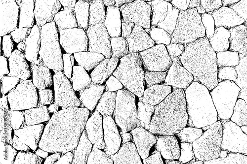 Natural stone wall texture isolated on white background. Seamless pattern Grunge effect Old vintage style illustrations