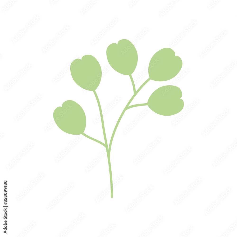 tropical plant leaves icon, flat style