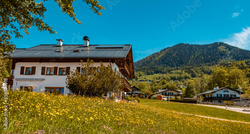 Beautiful alpine spring view at Oberau near Berchtesgaden, Bavaria, Germany photo