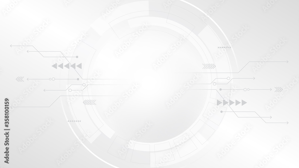 Obraz premium Grey white Abstract technology background,Hi tech digital connect, communication, high technology concept, science, technology background