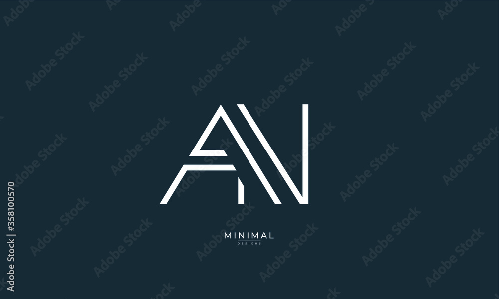 Alphabet letter icon logo AN