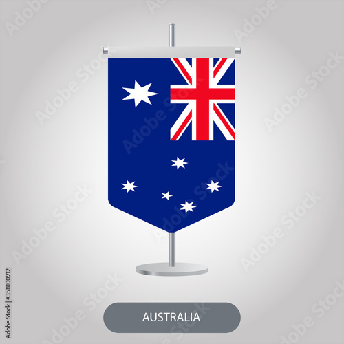 Australia vertical table flag on light grey background. Australia desk flag isolated on grey background.