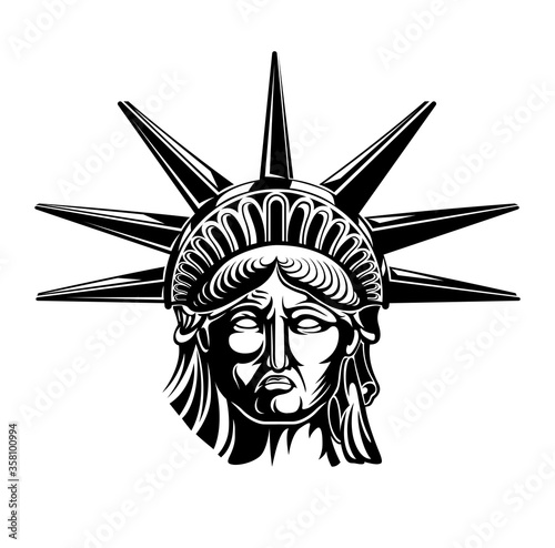 Head of Statue of Liberty vector illustration. Independence day, symbol of america.