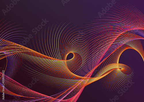 Abstract simple background with wave lines on dark gradient