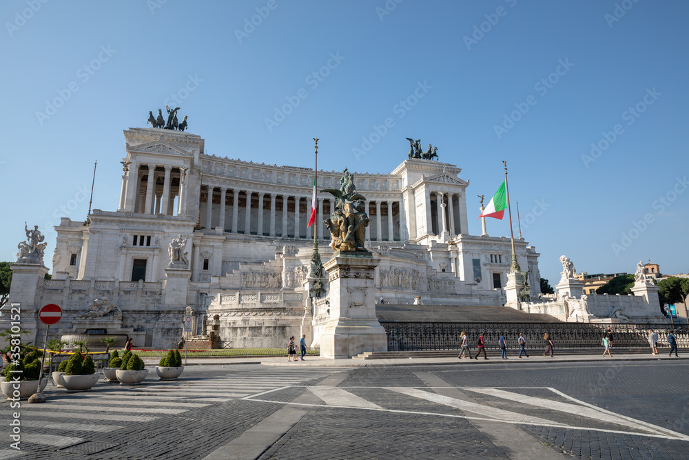 Panoramic front view of museum the Vittorio Emanuele II Monument