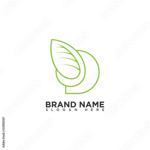 Letter D Leaf Logo Design Template