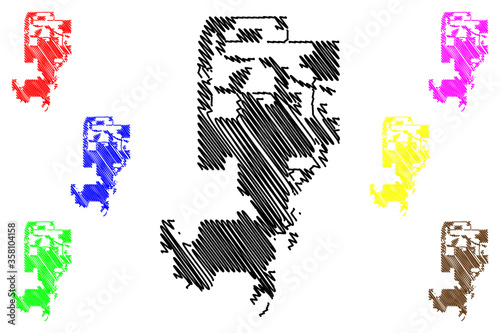 Thornton City, Colorado (United States cities, United States of America, usa city) map vector illustration, scribble sketch City of Thornton map