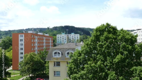 Czech housing estate of blocks of flats on Habrmanova Street in Ceska Trebova photo