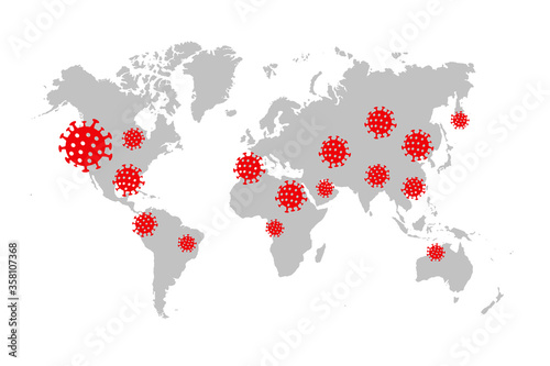 Coronavirus disease COVID-19 infection medical illustration on world map background