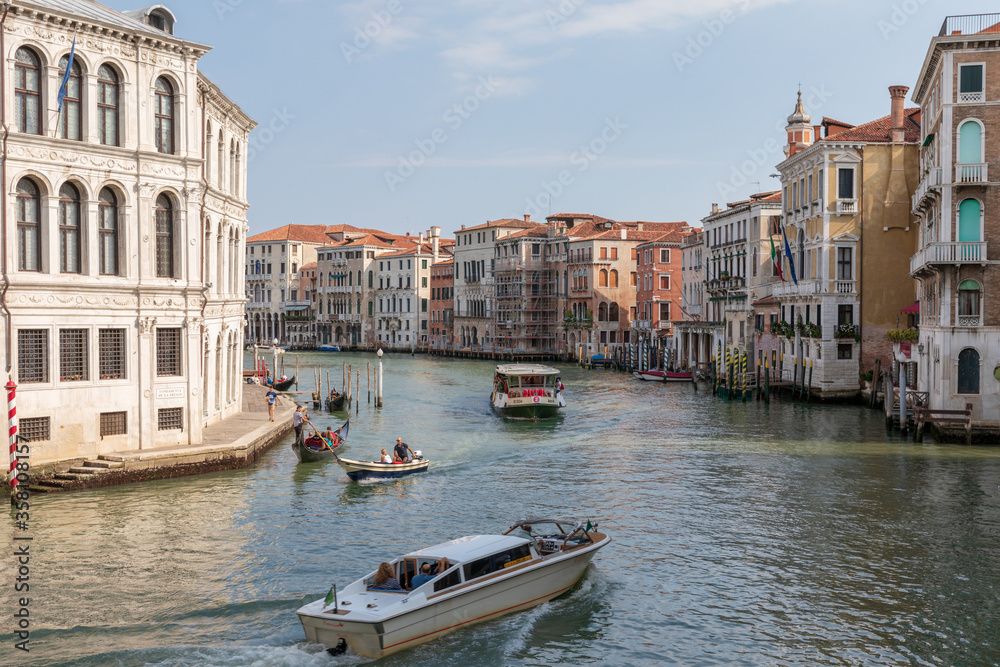 Panoramic view of Grand Canal (Canal Grande) from Rialto Bridge