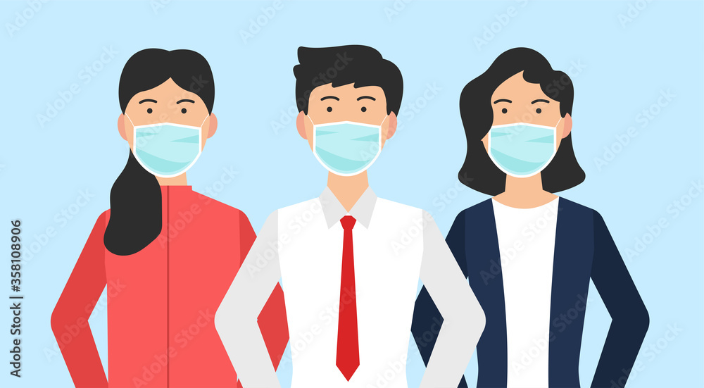 People wearing medical mask vector