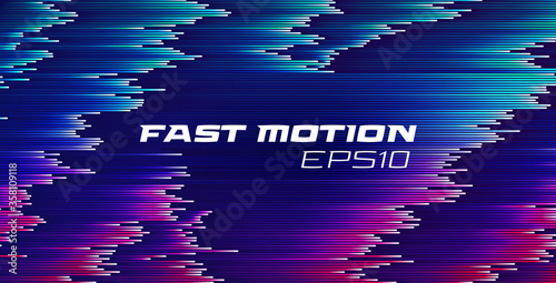 Fast motion vector background. Line move gradient. Dynamic data particle trail
