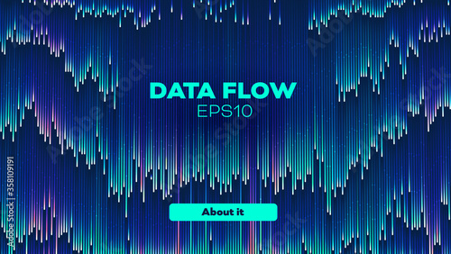 Data flow down stream. Rain trail digital background