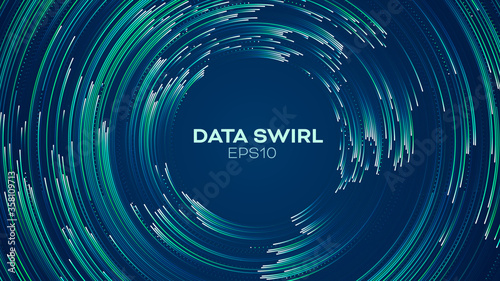 Data concentric flow. Load data vector background. Radial vortex circular trail